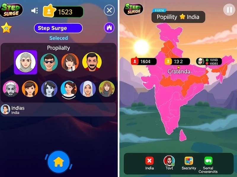 Step Surge character selection screen showing diverse avatars